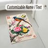 Beetle Floral Theme Soft Crystal Velvet Rug Custom Name & Text Print Non Slip Floor Rug for Bedroom Living Room
