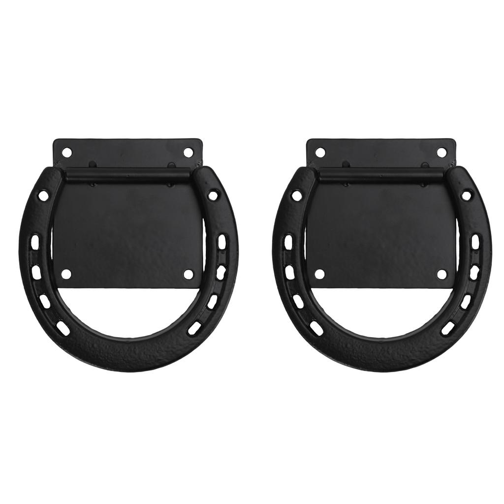 2 Pack Horse Tie  S   Steel Black Coated Horseshoe Ties Down for Horses Stall Stable Supplies