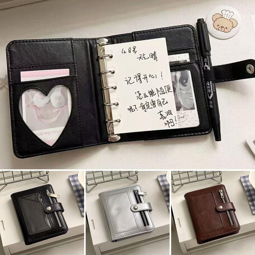 PU Leather M5 Notebook 5-Ring Loose-Leaf Pocket Journal Portable Binder Notebook  Students