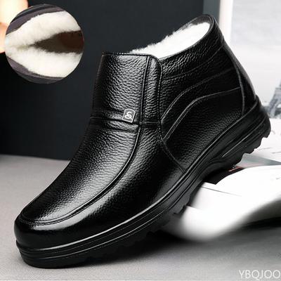 Winter Herren Lederschuhe High-Top Casual Baumwollstiefel Wolle warm bequeme Schuhe Mode leicht Herrenstiefel Botas Homme
