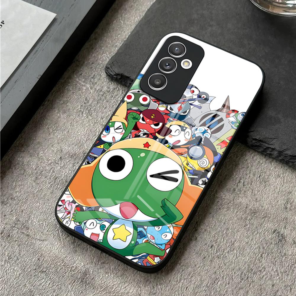 Keroro Frog Cool Gunsou Phone Case For S24 Ultra Samsung S23 S22 S20 Fe S21 Plus Galaxy A54 A34 A24 A53 A16 Glass Cover
