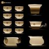 Gold Inlaid Jade Porcelain 21-Piece Zisha Tea Set