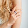 Silver Plated Blue & White Enamel Flower Pattern Ring, Vintage Turkish Art Inspired Band Ring for Women