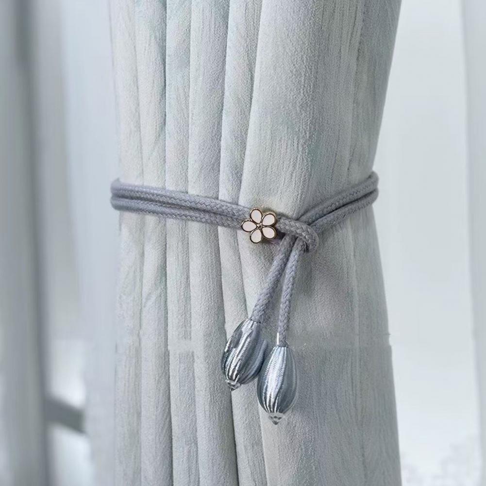 2Pcs Boho Style Curtain Straps Handmade Natural Cotton Linen Curtain Ties Decorative Curtain Rack Balcony Towel Holder