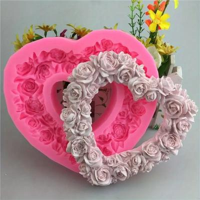 Mini růže Rám Silikonová forma Valentýn Fondánové formy na dorty Nástroje na zdobení dortů DIY Ručně vyráběná forma na hlínu a mýdlo Pečicí forma