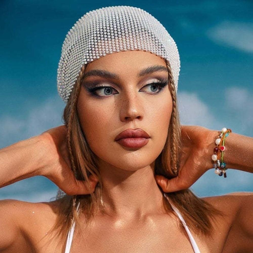 Trendy Versatile Glitter Rhinestone Bandana Mesh Bling Headband Headscarf Elastic Crystal Head Wrap Women Headpiece Accessories