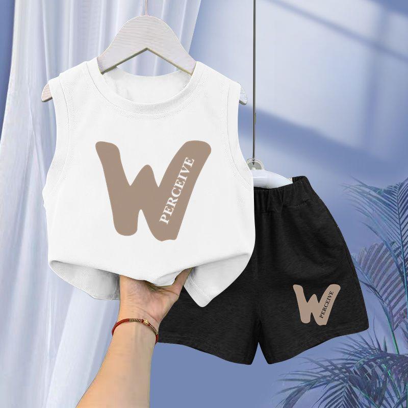 Summer Children's Vest Boys and Girls Sleeveless T-shirt Top Cartoon Two-piece Set