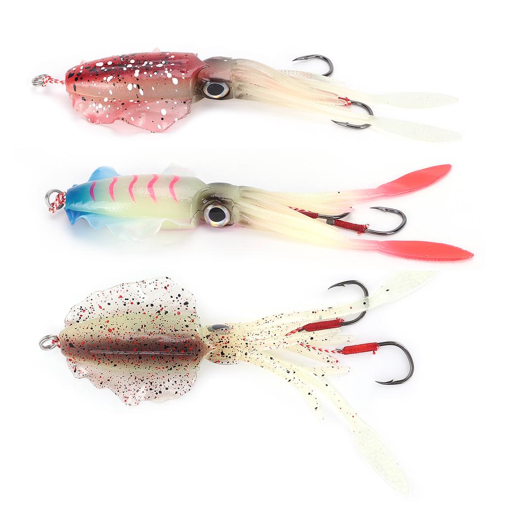 Fishing Squid Lure Octopus UV Luminous Squid Jigs with Hook Fishing Wobbler Bait Soft Lure