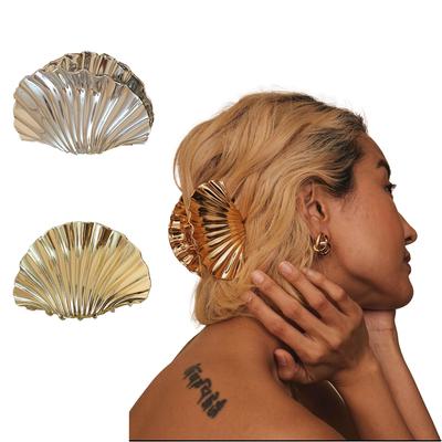 1PC Hit Fashion, Pleated Metal Back Of The Head, Hair Grabbing Clip, European And American Retro Exaggerated Hair Clips, Persona