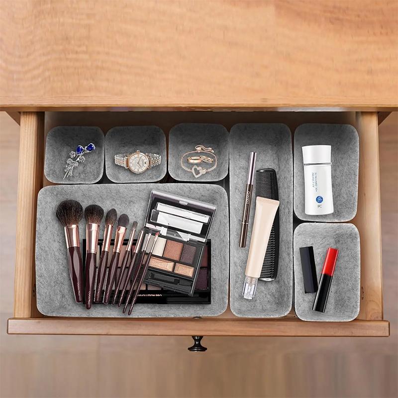 8Piece Seamless Felt Organizer Box Set Multipurpose Desktop Storage Bin For Stationery Crafts And Home Accessories