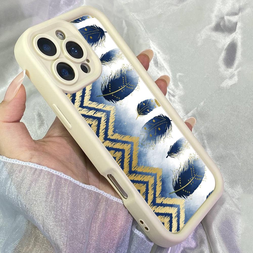 JT104 bright color feathers for iPhone 17 16 15 14 Pro Max Samsung S26 S25 S24 Ultra A17 A16 A07 A56 A06 Xiaomi 15T Redmi 14C 15c Soft TPU Case