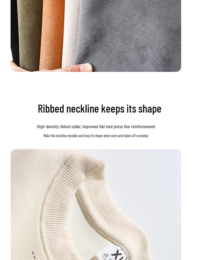 2025 Men's Suede Casual Loose Hoodie: Round Neck, Same Fabric Collar & Hem