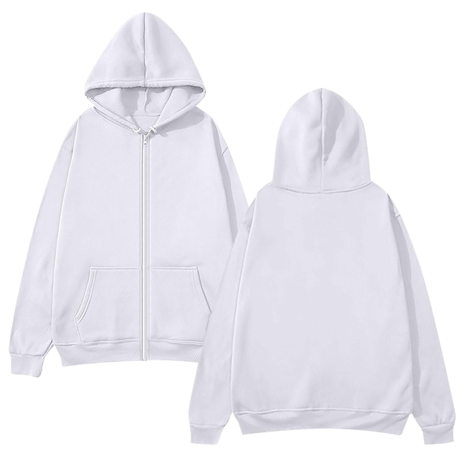 

Жіночий модний повсякденний кардиган, світшот з капюшоном, однотонне спортивне пальто на блискавці XXXL білий