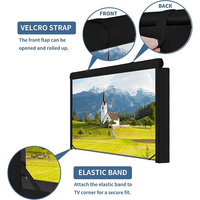 1pcs Black Waterproof Oxford Cloth Outdoor TV Hood Garden Terrace Flip Style Dust Cloth UV Resistant Resistant Display Screen Protective Covers