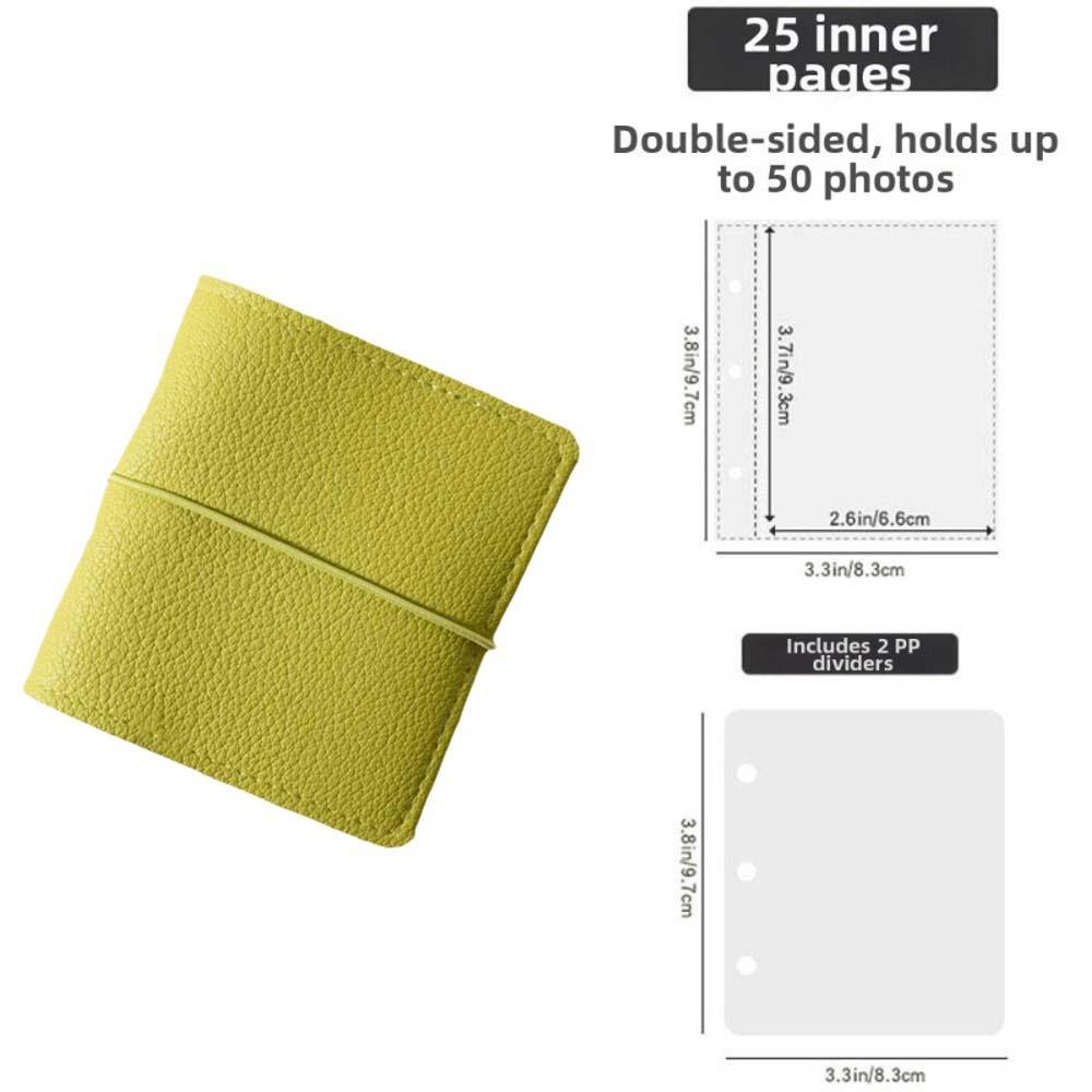 3-Hole Ring Mini Photo Album PU Leather Card Collect Book Photocard Binder  Pocket-sized Travel трава зеленый