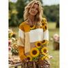 Mode Kleurblokken Dames T-shirt Pullover Europa Amerika Dames Lange Mouwen Kleding Buiten Casual T-shirts Top