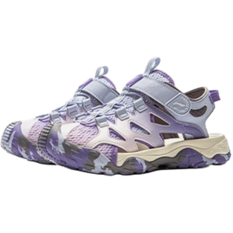 Li Ning Kids Outdoor Comfortable Versatile Non-Slip Wear-Resistant Low-Top Sandals Kids sandals Purple YKEV016-8