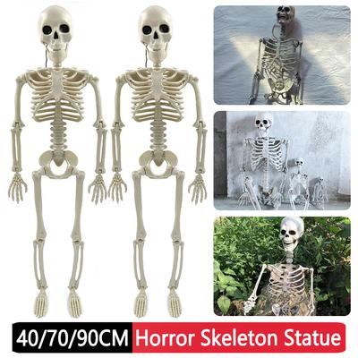 40/70/90cm Halloween Ľudská Lebka Kostra Strašidelný Dom Závesné Rekvizity Hororové Strašidelné Pohyblivé Kĺby Dekoratívna Veľká Socha Lebky
