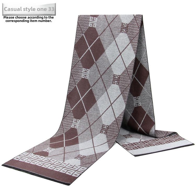 Men's Autumn & Winter Plaid Imitation Cashmere Scarf - Warm & Thick Custom Design