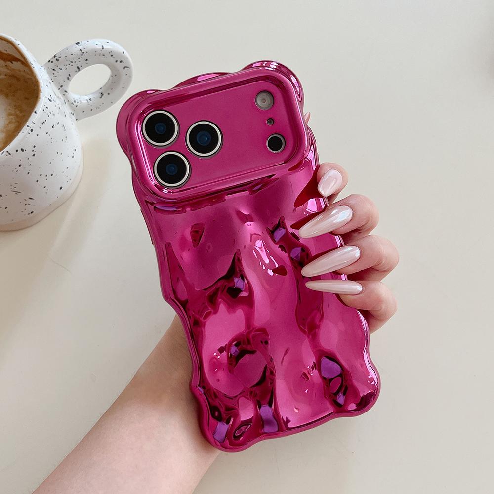 3D Bubble Wave Pattern Phone Case For iPhone 17 16 15 14 13 12 11 Pro Max 17Air Electroplated Soft Shockproof Back Cover