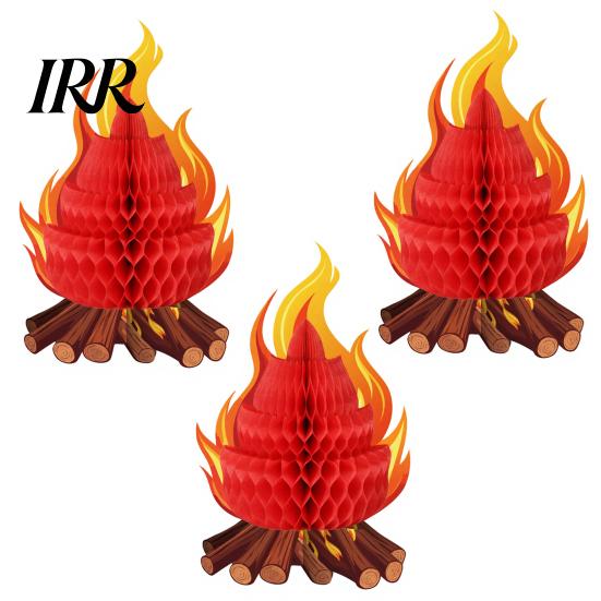 Folding Honeycomb Campfire Fake Decoration 3D Paper Centerpiece Artificial Outdoor Camping Party Decor Flame Ornament for Camp Bachelorette