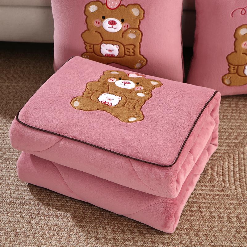 Double-Sided Milk Velvet Embroidered Pillow: Cozy Winter Cushion for Car & Gift