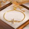 Elegant Bracelet Cubic Zirconia Charm Chain Bracelet Adjustable Length Bracelet Copper Texture for Various Occasion