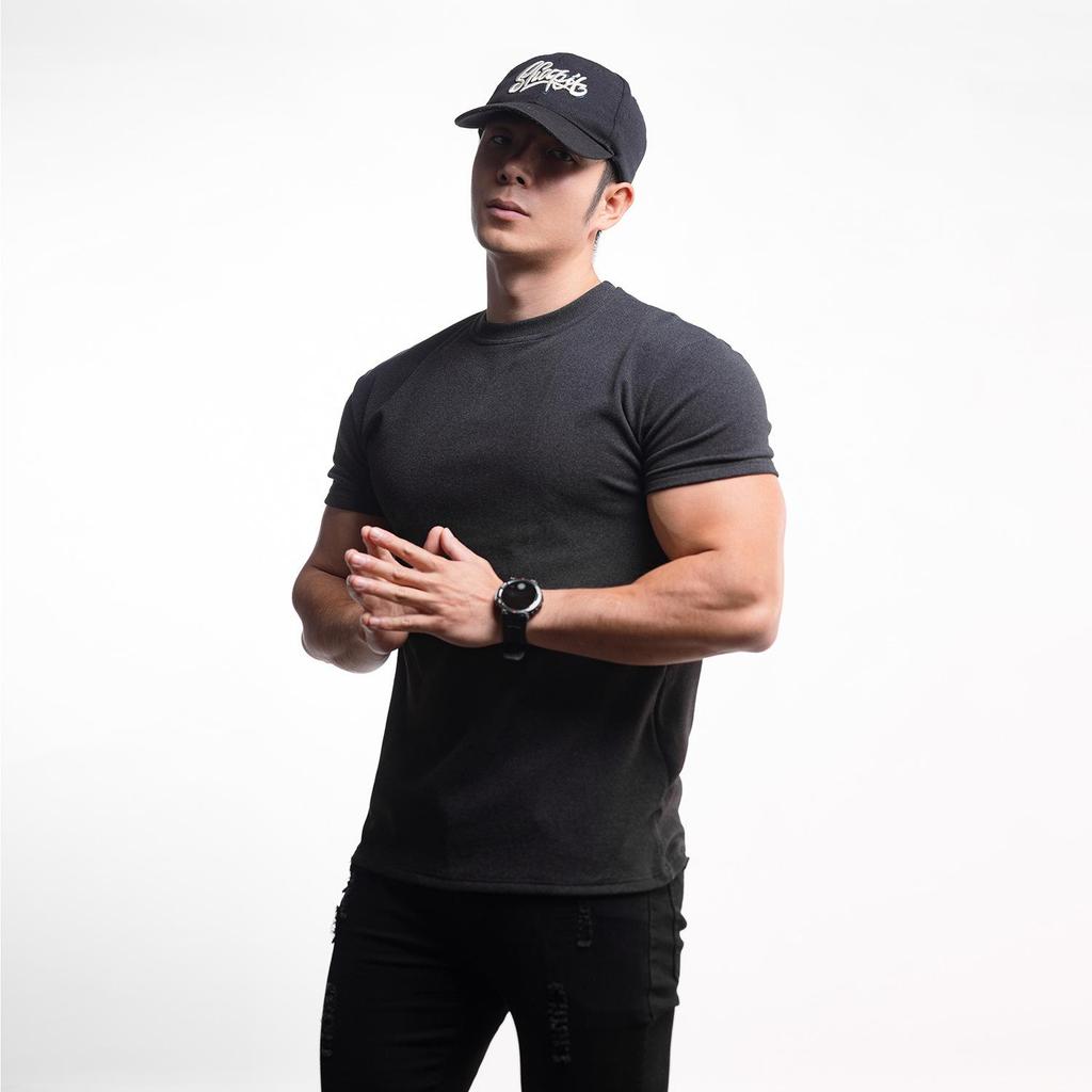 Men's Winter Warm Fleece Sports T-Shirt - Short Sleeve, Double-Sided, Solid Color.