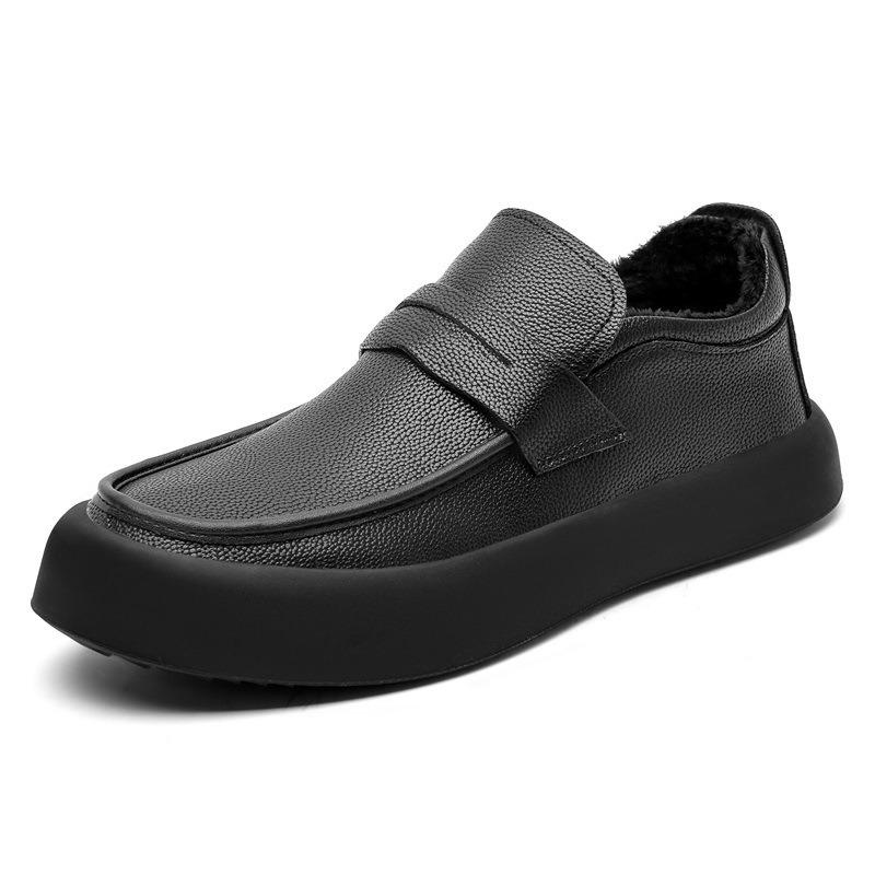 Winter nieuwe leren herenschoenen dikke zool fluweel warme katoenen schoenen één pedaal casual board schoenen dikke zool verhoging