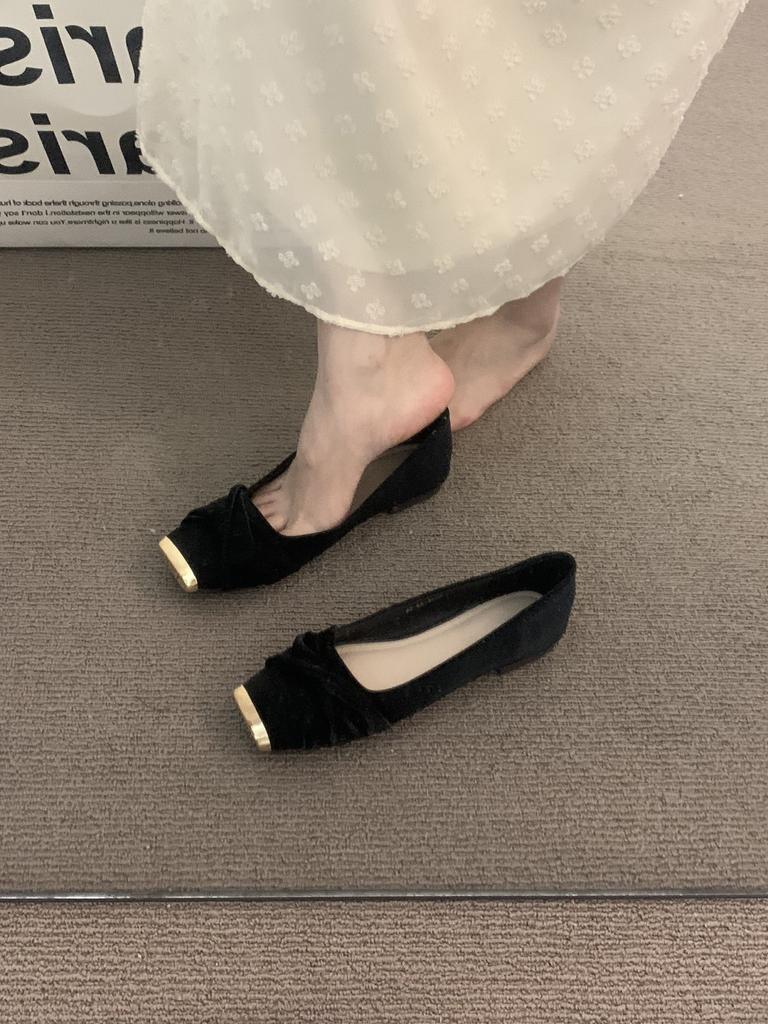 Flat-bottomed temperament gentle senior commuter single shoes women's shoes 2025 new spring French square head Mary Jane ladyshoes