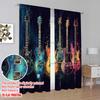 2D Flat Printing 2pcs Spring Summer Curtains Guitar Sheer Curtains Polyester Woven All Seasons Ldeal for Bedroom, Office,