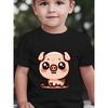 Jungen Helles Rosa Braun Gepunktet Cartoon Schwein Druck Rundhals Sommer Kurzarm T-Shirt