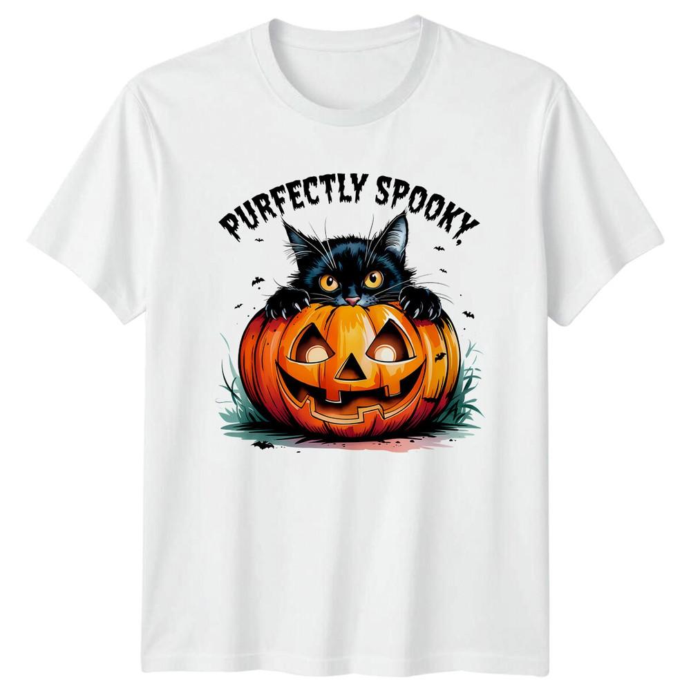 Perfectly Spooky Cat Pumpkin Halloween TShirt S