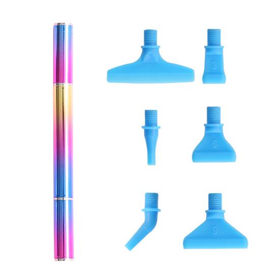 1 Set Rhinestone Painting Tool Kit Comfortable Grip Metal Colorful Thread Drill Pen with Replacement Heads DIY Craft