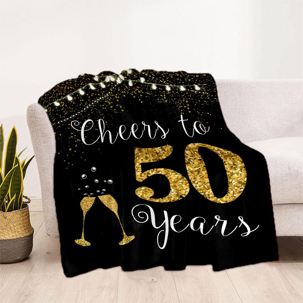 1pc 50th Birthday Celebration Blanket Soft and Warm for Sofa Office Camping Travel Livingroom Great Gift for Friends and Family Comfortable
