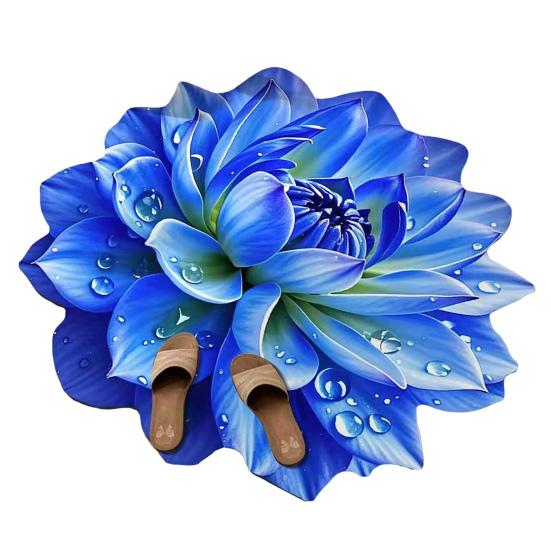 Flower Floor Rug Non-Slip Absorbent Bathroom Mat Decorative 3D Realistic Pattern Floral Mat