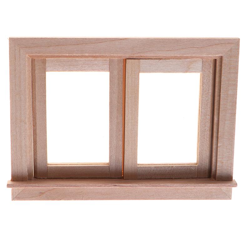 1/12 Dollhouse Miniature Wood 2 Pane Window Frame Diy Furniture Accessory