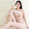 Autumn Winter Solid Color Thermal Underwear Women's Thin Sleepwear 2 Piece Sets