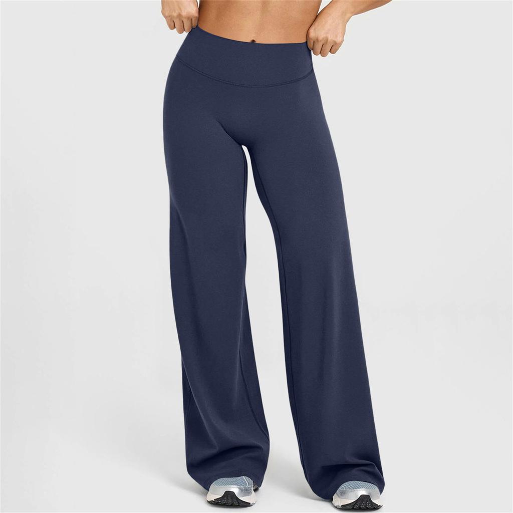 Women's High-Waist Flare Loose-Fit Straight Yoga Pants For Outdoor Sports