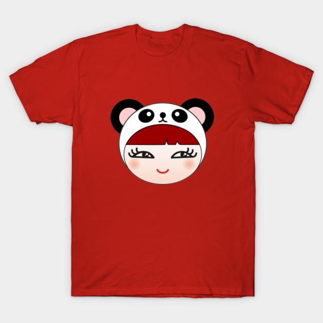 Asian Size Cotton Unisex Tshirt Print T-shirt Panda girl T-shirt No-Cut Print Regular Fit
