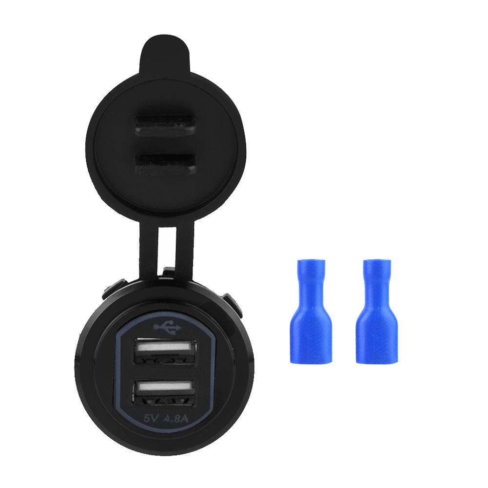 5V 4.8A Aluminium Alloy Dual USB Charger Socket Power For 12 24V Car