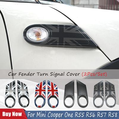 For MINI Cooper D One R56 Clubman R55 Convertible R57 R58 The Black Flag Car Fender Turn Signal Exterior Light Covers