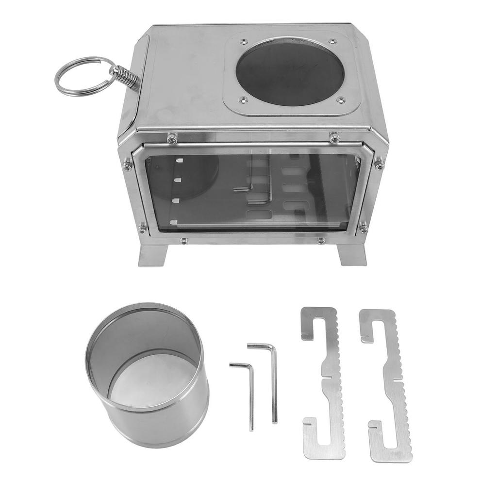 Wood Burning Stove with Drawer Ash Tray Multifunctional Firewood Stove for Outdoor Cooking Camping