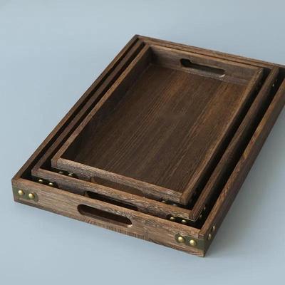 Retro Square Tong Wood Storage Tray Reward Tool DIY Home Indoor Tea Ceremony Reward Aromatherapy Supplies Sorting and Storage