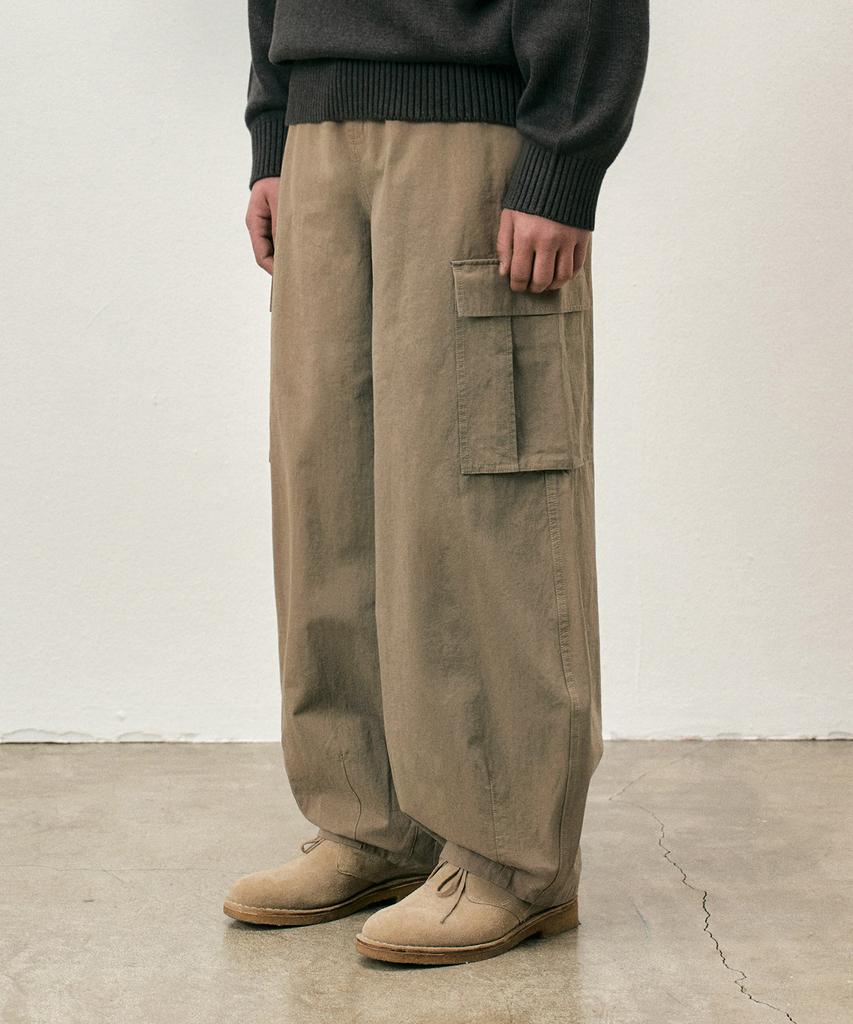 COSTUME O’CLOCK Cotton Washed Balloon Cargo Pants Light Beige Coospt244Lbeige