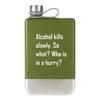 Silver Green Black White Whiskey Flask - Portable, Food Grade 304 Stainless Steel