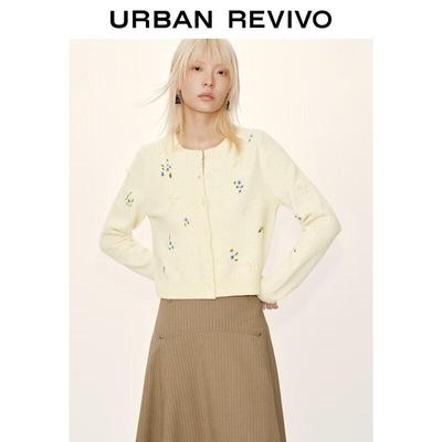 Women's Bowknot Floral Jacquard Knit Cardigan