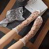Women Summer Floral Embroidery Thin Transparent Long Socks Mesh Socks Flowers Socks