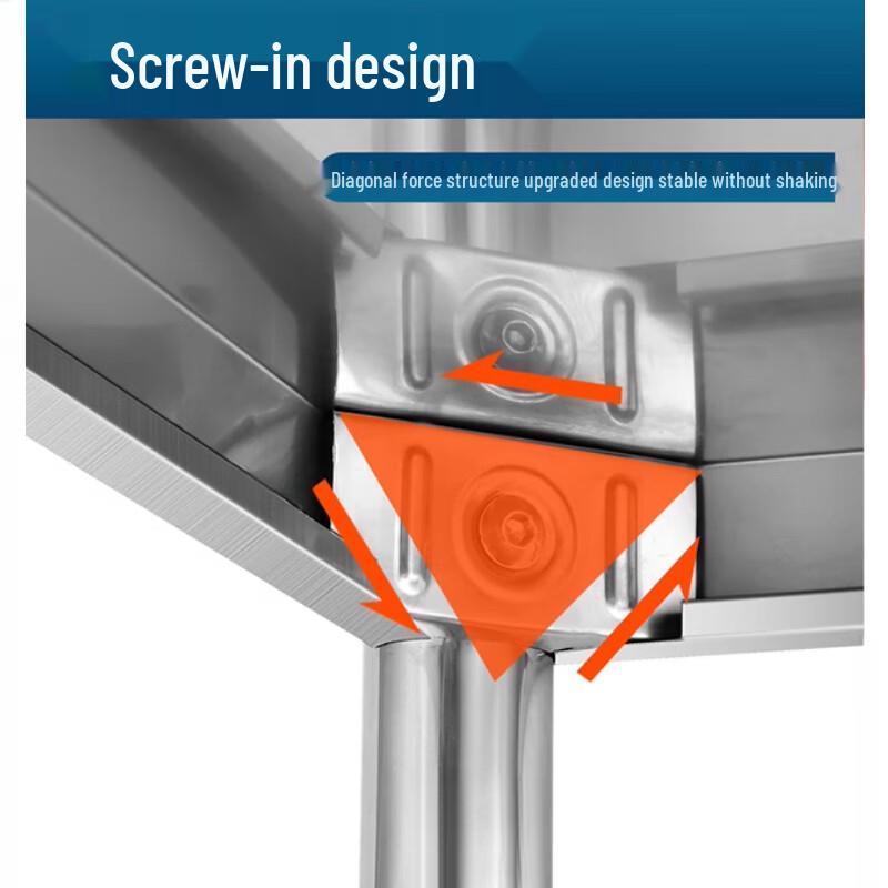 3-Tier 304 Stainless Steel Kitchen Storage Rack with Guardrail