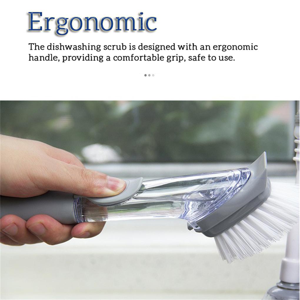 Dish Brush Cup Dishwashing Handheld Scrubber with Dispenser Kitchen Bathroom Bathtub Scrub Housekeeping Room Accessories